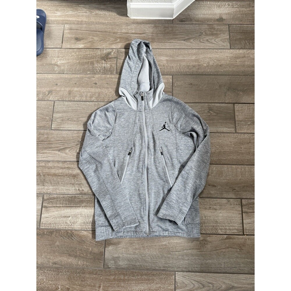 Nike Jordan therma-fit Full Zip size Medium Gray Hoodie Fleece Lined Athletic